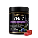 Zen-7 Calm & Focus Gummies for Adults - Sugar Free Daily Calm & Mental Clarity Support - L-Theanine, GABA, Ashwagandha, Magnesium, Lemon Balm & B6 - Berry Lavender - 60 Vegan Gummies
