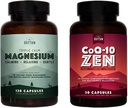 Natural Rhythm Cardio Calm Bundle - Triple calma Magnesium 150mg, 120 capsules + CoQ10-ZEN (Coenzyme Q10 + L-Carnitine + L-Theanine), 30 cápsulas