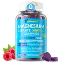 Sugar Free Magnesium Citrate Gummies 500mg for Women Men, Chelated Magnesium Supplement with B6 for Constipation | Calm Magnesium Gummies for Mood | Calcium Magnesium Zinc D3 Gummy for Bone & Muscle