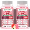 2 Pack Liposomal Vitamin 20,000IU D3 + 400mcg K2 Supplment,Complex Magnesium Glycinate, Malate & Citrate, Calcium, Zinc, Rich In Vitamins B & C, Stress Relief, Relaxation & Bone Support for Adults