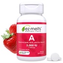 EZ Melts Vitamin A - Skin, Eye & Bone Health Supplement - Supports Healthy Nervous System - No Artificial Flavors - Non-GMO & Vegan - Strawberry Blast - 60 Dissolvable Tablets (60 Servings)