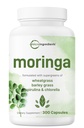 Micro Ingredients Moringa Oleifera | 300 Capsules with Supergreens Blend of Wheatgrass, Barley Grass, Spirulina, & Chlorella | Antioxidant Supplement, Energy, & Immune Support | Non-GMO
