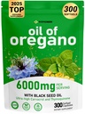 vivcmin Oregano Oil, 300 Softgels, 6000mg Oil of Oregano with Black Seed Oil for Immune & Digestive Support, aceite de Oregano with High Carvacrol & Thymoquinone, Non-GMO | 150 Days Supply
