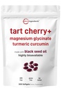 Tart Cherry+ with Magnesium Glycinate & 95% Turmeric Curcumin, 300 Softgels | Highly Bioavailable with Black Seed Oil Carrier | Extra Strength Tart Cherry Extract | Natural Herbal & Mineral Complex
