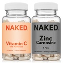 NAKED Zinc Carnosine 17mg (60 Capsules) Vitamin C 500mg (90 Capsules) – Vegan; Non-GMO; Gluten Free; Daily Immune and Stomach Support