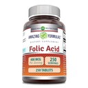 Amazing Formulas Folic Acid (Vitamin B9) 400 mcg | Tablets Supplement | Non-GMO | Gluten Free | Made in USA (1 Pack, 250 Count)