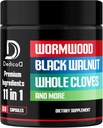 Wormwood Capsules Supplement - Extracted from Black Walnut, Cloves, Turmeric, Apple, Berberine HCl &amp; Más - 11 Ingredientes Combinados para Immune System, Body Management - 60 cápsulas
