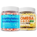 Methylated Multivitamin for Women & Men Gummies w/ Omega-3, Calcium, D3 K2 + Omega 3-6-7-9 Gummies, Organic Sea Buckthorn Oil 1200MG & Flaxseed Oil 500MG, Vegan Omega 7 Supplement w/Vitamin A, C, E