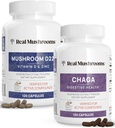 Real Mushrooms Vitamina D2, Zinc (120ct) y Chaga (120ct) con Reishi Bundle - Soporte Natural para Immune Strength and Digestive Health - Vegan, Gluten Free, Non-GMO, Organic Mushroom Extracts