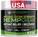 Health Revolution Hemp Arnica Cream Maximum Strength - Soothes Muscles, Joints, Feet, Nerve, Back, Knee, Hip, with Arnica, MSM, Emu, Turmeric - Expertly Formulated 4oz