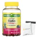 Spring Valley Biotin 5000mcg- Blueberry Flavor, Hair Skin and Nails 150 Gummies (Pack of 1), Set by Basket Goods
