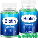 Hair Skin and Nails Gummies, 2 Pack High Potency Hair Vitamin for Women, Men & Kids, Vitamin D & E,B16,B12, Biotin Gummies for Hair Growth, Skin, and Stronger Nails, Lime Flavor, 120 Count