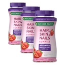 Nature's Bounty Optimal Solutions Advanced Hair, Skin, Nails, 2X Biotin, 80 Strawberry Gummies, 40 Total Servings (Pack of 3)