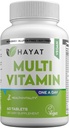 Vitaminas HAYAT Multivitamina natural vegana, Vitaminas diarias con vitamina A, C, D, E, B1, B2, B3, B6, B12, Biotina, Zinc y Más, 2 Mes de Suministro, Todo natural, certificado Halal, 60 Tabletas, Hecho en los EE.UU.