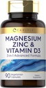 Carlyle Magnesium Zinc and Vitamin D3 TENIDO 90 Capsules ANTE 3-en-1 Advanced Formula ANTE Vegetarian, Non-GMO y Gluten Free