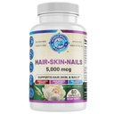 Healthy Hair Skin and Nails Supplement for Women & Men | Supports Skin Clarity, Hair Growth, and Nail Strength | Biotin 5000mcg | 60 Capsules | Made in The USA.