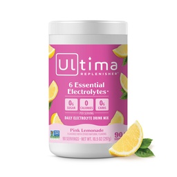 Ultima Replenisher Daily Electrolyte Powder Drink Mix – Sugar Free – Pink Lemonade, 90 Serving – Hydration Powder con 6 Key Electrolytes y Trace Minerals – Keto Friendly, Vegan, Non-GMO
