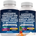 Glucosamine Chondroitin, MSM, Turmeric Curcumin, Collagen, Hyaluronic Acid, Omega 3 – Health Supplement for Men & Women – 240 Count