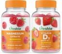 Lifeable Magnesium + Vitamin D 5000 IU, Gummies Bundle - Great Tasting, Vitamin Supplement, Gluten Free, GMO Free, Chewable Gummy