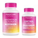 Pink Stork Magnesium Glycinate + Cortisol Probiotic Bundle for Stress, Gut Health, Energy, Focus