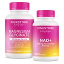 Pink Stork Mood + Women's Wellness Bundle - Magnesium Glycinate + NAD+, Natural Calm, Sleep, Cell Regeneration, Skin Health, Energy, Cognitive Wellness