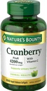 Natures Bounty Cranberry Fruit 4200mg with Vitamin C, Herbal Supplement, Supports Urinary Health, 300 Rapid Release Softgels + Bonus 1 Elbow Support
