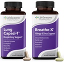 LifeSeasons Breathe-X with Lung Capaci-T - Alergía &amp; Respiratory Support - Fast Acting Sinus Relief - Aumento de la capacidad de oxígeno " Reduce Mucus - 180 cápsulas