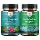 Bundle of Liver Support NAC Supplement with Milk Thistle for Liver Cleanse Detox & Repair and Ox Bile Salts for Gallbladder Support - Purified Bile Salts Pancreatin Digestive Enzymes Ox & Betaine HCL