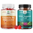 Bundle of Potent Vitamin B6 Gummies for Adults - Vitamin B Complex Supplements for Nervous System and Liver Support NAC Supplement with Milk Thistle for Liver Cleanse Detox & Repair N Acetyl Cysteine