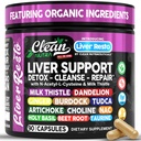 Clean Nutraceuticals Liver Cleanse Detox & Repair | Milk Thistle Supplement + NAC, TUDCA, Dandelion Root, Artichoke, Choline, Ginger, Beet Root, Burdock, Taurine, Liver Support 90 Capsules