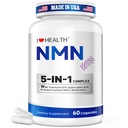 NMN Supplement, 5-in-1 Complex with NAC, Alpha Lipoic Acid, CoQ10 & Resveratrol - High Absorption Anti Aging Formula - Third Party Tested, cGMP, Gluten Free - 60 Capsules