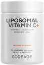 Codeage Liposomal Vitamin C Vitamins with Zinc, Elderberry, Citrus Bioflavonoids Ascorbic Acid, Quercetin & Rose Hips Fruit, Vitamina C Liposomal Supplement Pills - Non-GMO, Vegan - 90 Capsules