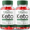(2 Pack) Ultima Keto ACV Gummies - Ultimate Keto Plus ACV Apple Cider Vinegar 525 MG Per Gummy, Ultimaketo+ACV Supplement All Natural Premium Ingredient Advanced Formula (120 Gummies)