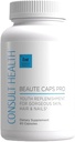 Consult Health Beaute Caps Pro - Supports Hair Growth, Skin & Nail Health - Collagen, Vitaminas B6, B7,B12, D &amp; 10.500 mcg Biotin - MSM, Blood Orange - Anti-Aging - USA Made - Women &amp; Men 60 cápsulas