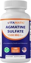 Vitamatic Agmatine Sulfate 1500mg Per Serving - 180 Veg Capsules - Made in The USA - Non-GMO & Gluten Free