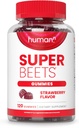HumanN SuperBeets Strawberry Heart Gummies - Beetroot & Grape Seed Extract, 120 Conde