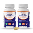 Vitamatic Ceylon Cinnamon 500 mg & Berberine HCl 50 mg with Chromium 400 mcg (Serving Size 2 Capsules) – Vegetable Capsules – Non-GMO, Gluten-Free – 240 Capsules - 2 Pack