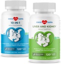 Esteto de leche + 10 en 1 Multivitamínico para Perros - Soporte para el hígado, Salud de la piel y la carne, Salud Digestiva, Hip y Soporte Conjunto y Salud del Corazón.