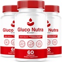 (3 Pack) Gluco Nutra Pills - Gluco Nutra Premium Balanced Formula, GlucoNutra Support Advanced Formula Capsules, Gluconutra All Natural Ingredients Health & Wellness Reviews, 180 Capsules For 3 Months