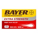 Bayer Aspirin Extra Strength, Aspirin 500mg, Pain Relief Pills, Fever Reducer and Headache Relief for Adults, 100 ct