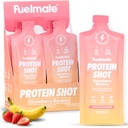 Strawberry Banana Liquid Collagen Easy Protein Shots - 15g Protein + 22 Amino Acids - Hydrolyzed Bovine Collagen Peptides for Skin, Hair & Joints - 10 x 1.29oz - Sugar, Dairy & Gluten Free