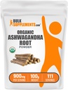 BulkSupplements.com Organic Ashwagandha Powder - Organic Ashwagandha Supplements, Sourced from Ashwagandha Root - Gluten Free, 900mg per Serving, 100g (3.5 oz) (Pack of 1)