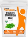 BulkSupplements.com Organic Moringa Leaf Powder - from Moringa Oleifera Leaf, Superfood Supplement - Gluten Free, 3g per Serving, 100g (3.5 oz) (Pack of 1)