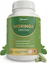 Moringa Capsules 800mg Pure Moringa Oleifera Leaf Powder Antioxidant Nutritional Supplement for Natural Energy & Immune Support Vegan, Non-GMO Superfood 60 Capsules