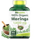 tnvitamins Organic Moringa Powder Capsules: 1,200 mg per Serving, 90 Count | Superfood Supplement for Energy & Vitality* | Organic Moringa Leaf – Non-GMO, Gluten-Free, Made in The USA
