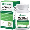 OMOGS Moringa Capsules, Pure Moringa Oleifera Leaf Powder Supplement, Rich Inantioxidants Minerals & Vitamins, for Energy, Metabolism, Immunity & Sleep, Non-GMO, 90 Veg Capsules