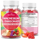 1000mg Magnesium L-Threonate Gummies for Kids & Adults - Muscle & Nervous System Support, Vegan, Sugar-Free Strawberry Flavor, 60 Gummies