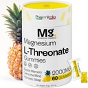 Magnesium L-Threonate Gummies for Adults & Kids 2000mg – Brain Supplements for Memory and Focus - Calm Magnesium Gummies for Improved Sleep and Healthy Mind - 60 Count (Pack of 1)