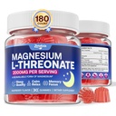 180 Count | 2 Pack Magnesium L-Threonate Gummies 2000mg, Magnesium Threonate Supplement for Adults & Kids, Support Cognition, Restful Sleep & Muscle Health, Sugar Free, Vegan, Non-GMO