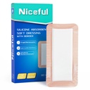 Niceful Silicone Super Absorbent Wound Dressing - 4"×8" Large Absorbant Bandages with Adhesive Borders, FSA HSA Eligible, Wound Care Dressings for Bed Sores Leg Ulcers